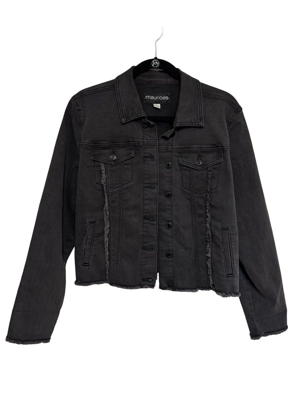NEW Maurices Washed Black Denim Cropped Jacket - Size L